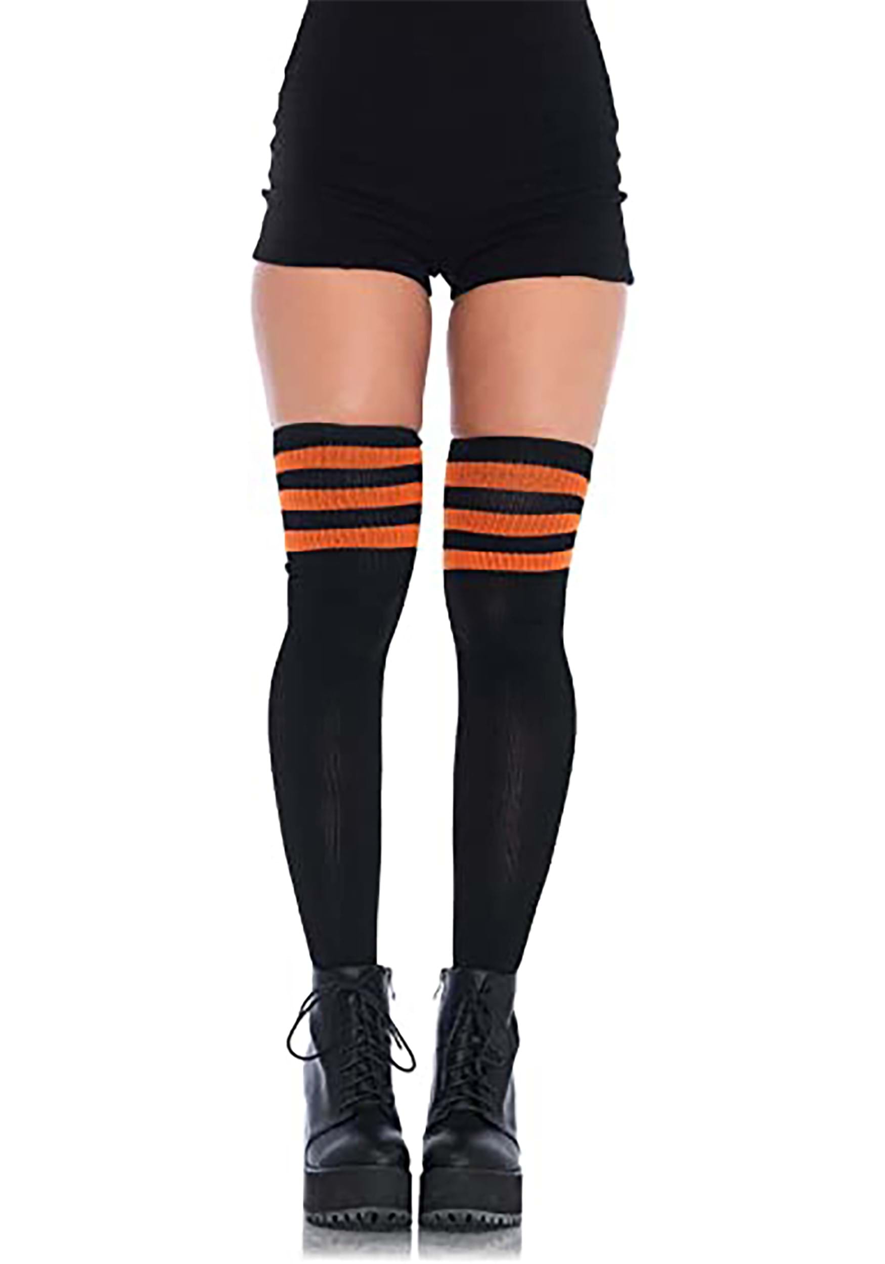 6 Pair Athletic Thigh Highs Tube Socks, Stripes Socks, Sporty Stocking –  Happypop