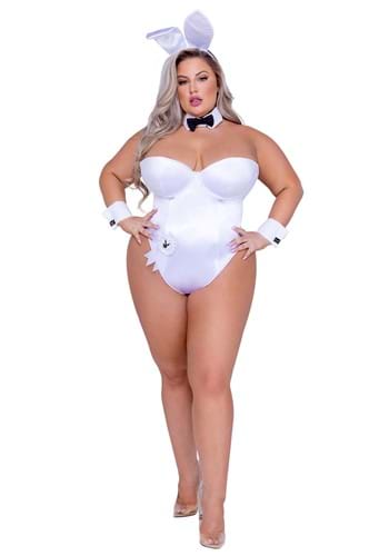 Click Here to buy Playboy Plus Size White Bunny Womens Costume from HalloweenCostumes, CDN Funds & Shipping