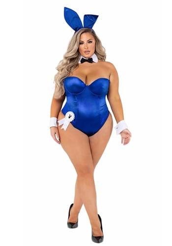 Click Here to buy Womens Playboy Plus Size Royal Blue Bunny Costume from HalloweenCostumes, CDN Funds & Shipping