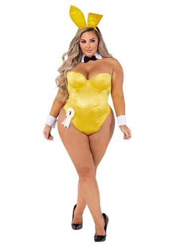 Click Here to buy Playboy Plus Size Womens Yellow Bunny Costume from HalloweenCostumes, CDN Funds & Shipping
