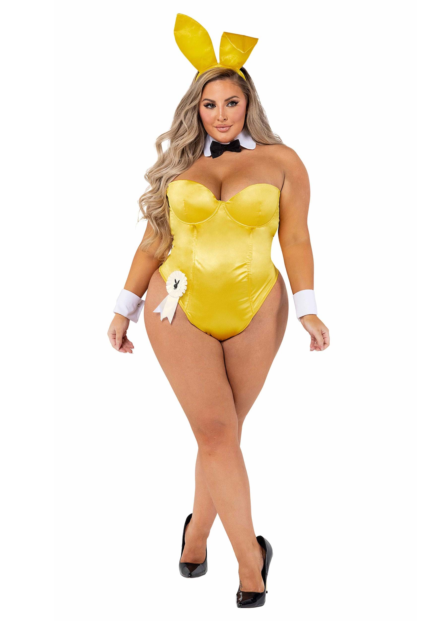 Playboy Plus Size Women's Yellow Bunny Costume