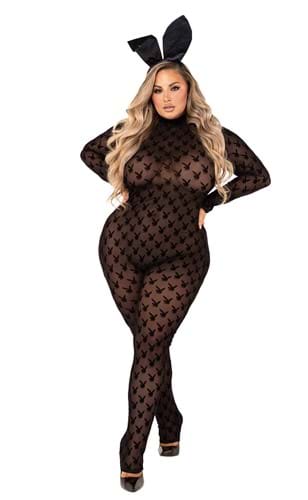 Click Here to buy Plus Size Playboy Womens Sheer Bunny Bodysuit from HalloweenCostumes, CDN Funds & Shipping