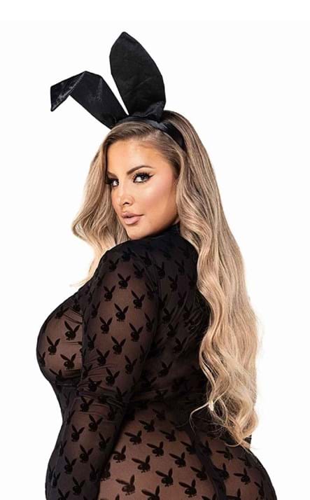 Plus Size Playboy Women's Sheer Bunny Bodysuit