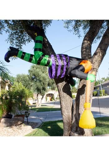 5FT Tall Witch Stuck on Tree Inflatable Decoration