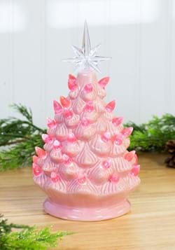 9 Inch Pink Ceramic Christmas Tree Decoration