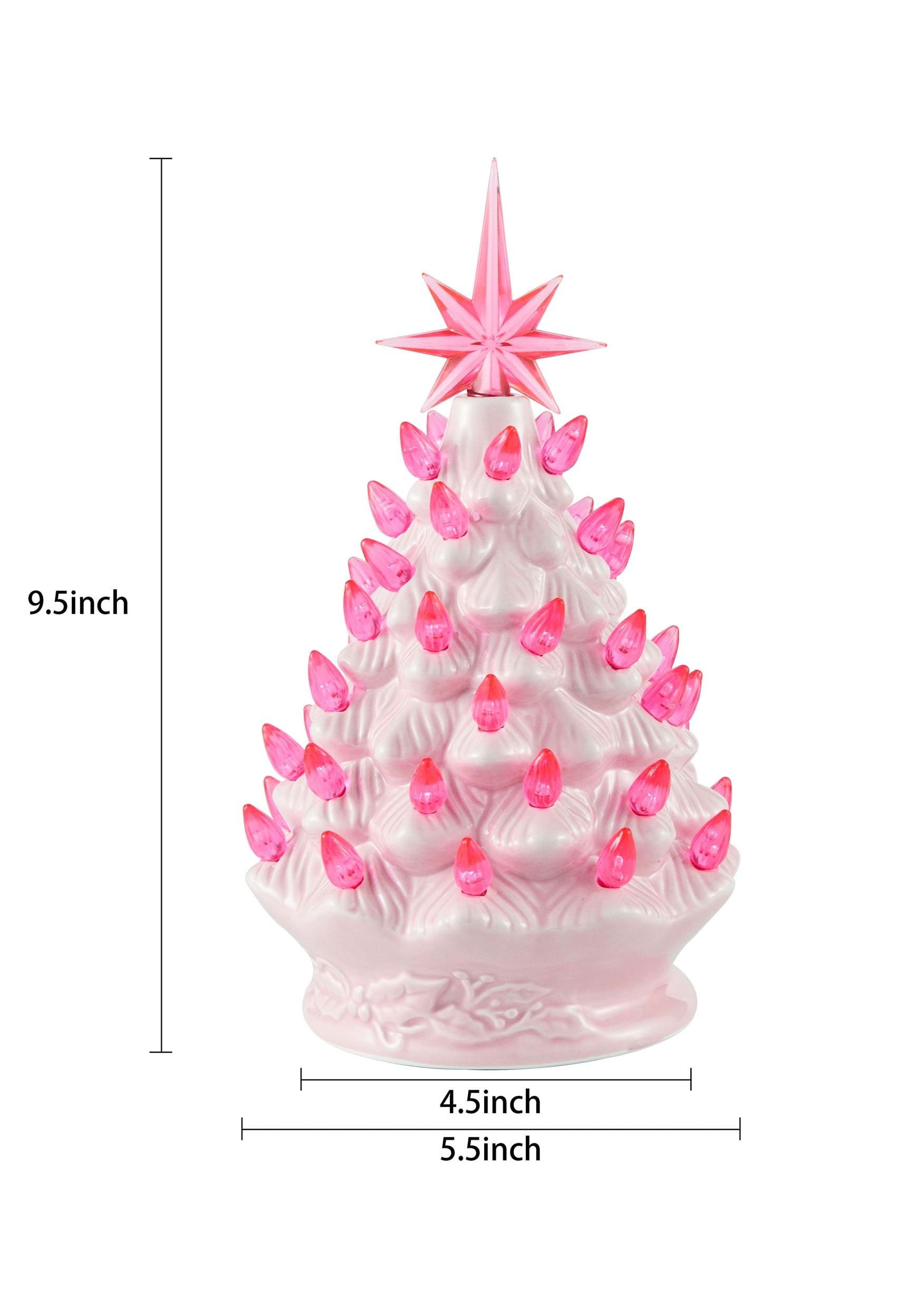 10 Inch Pink Ceramic Christmas Tree Decoration