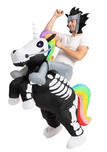 Click Here to buy Inflatable Riding-A-Skeleton Unicorn Adult Costume from HalloweenCostumes, CDN Funds & Shipping