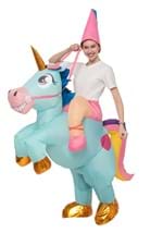 Adult Inflatable Riding-A-Blue Unicorn Costume Alt 2
