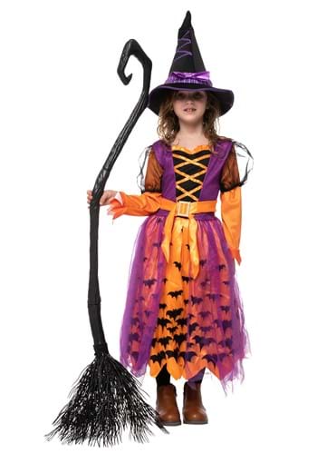 Click Here to buy Light Up Toddler/Girls Orange Bat Witch Costume from HalloweenCostumes, CDN Funds & Shipping