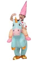Child Inflatable Riding-A-Blue Unicorn Costume Alt 1