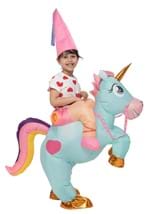 Child Inflatable Riding-A-Blue Unicorn Costume Alt 3