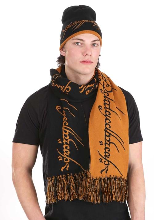 WOOL KNIT HAT AND SCARF SET BLACK 420828