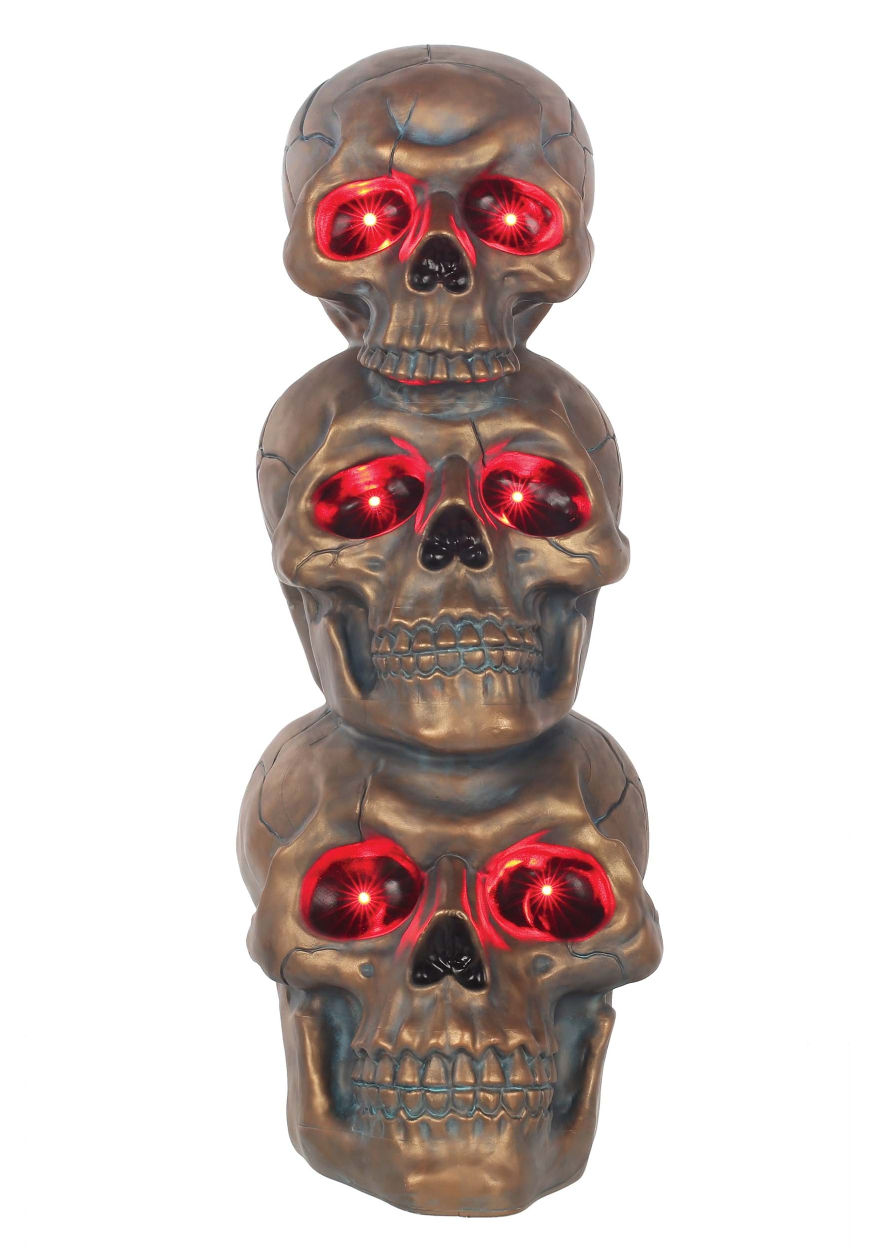 27.5 Bronze Light Up Stack Of Skulls Decoration , Skulls