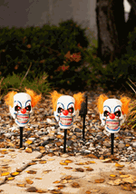 3 pcs. Light Up Clown Head Stakes with Sound & Mov Alt 1