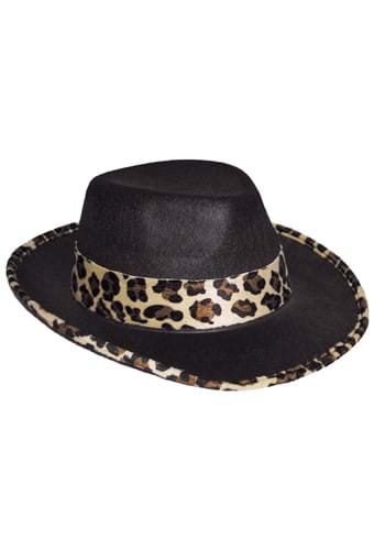 Black Leopard Trim Velvet Pimp Hat