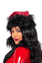 Red Faux Patent with Black Faux Fur Christmas Hat