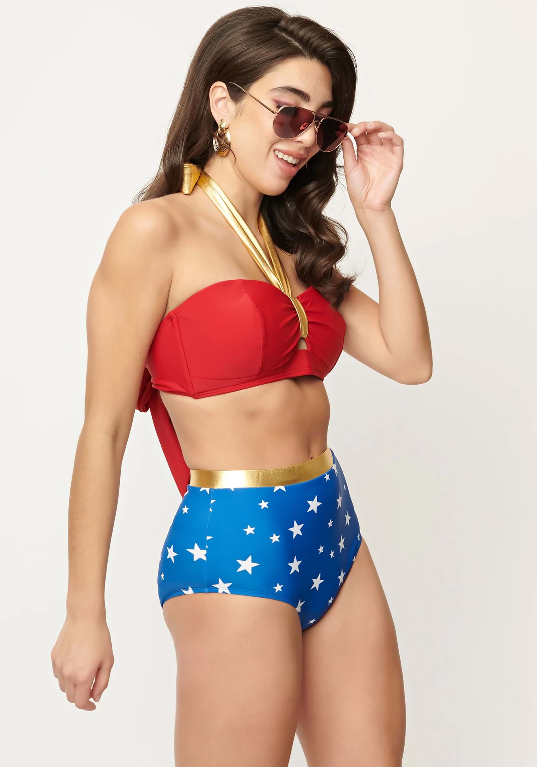 Wonder Woman Halter Red And Gold Bikini Top