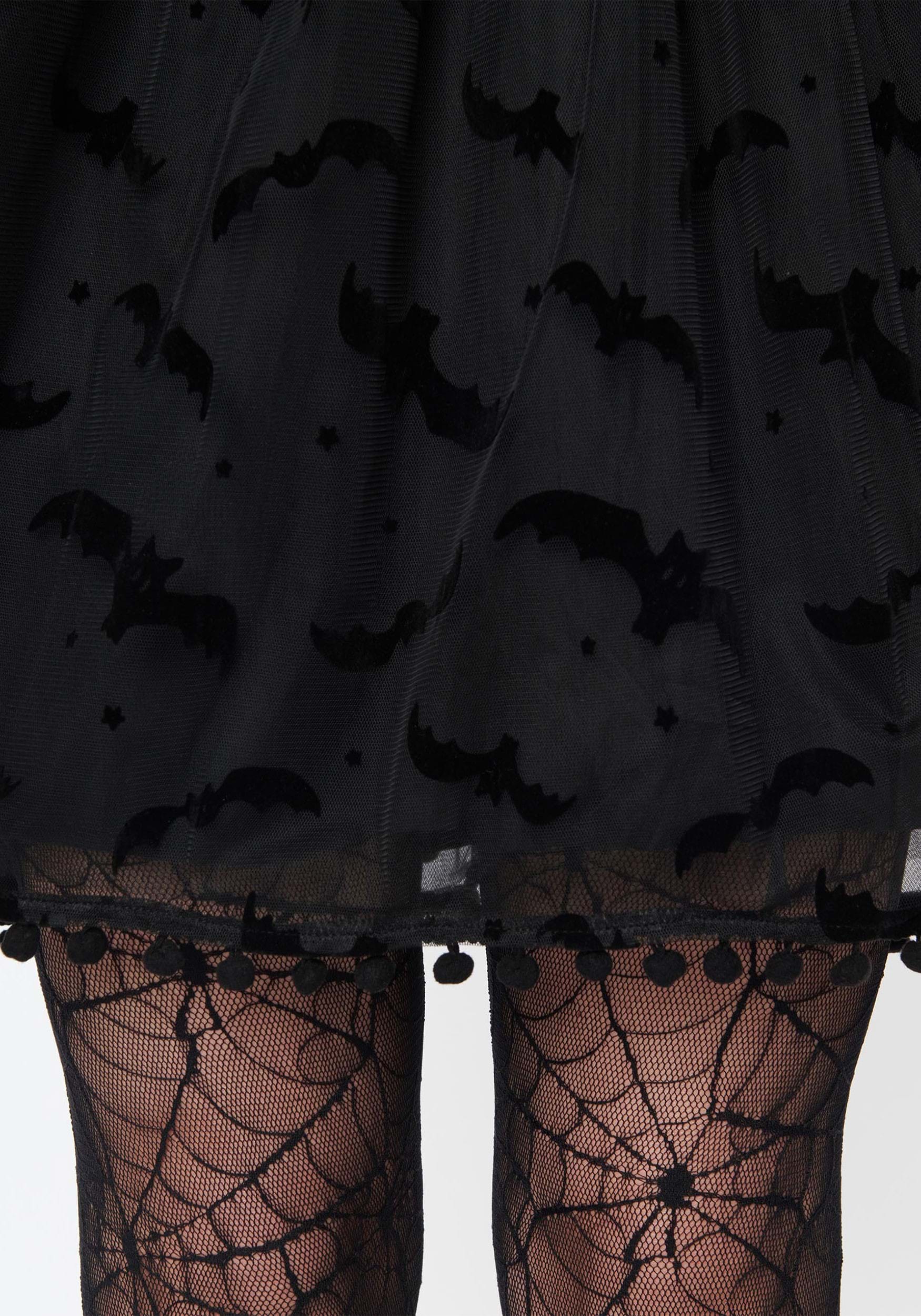Unique Vintage Bat Flock Print Babydoll Dress For Women