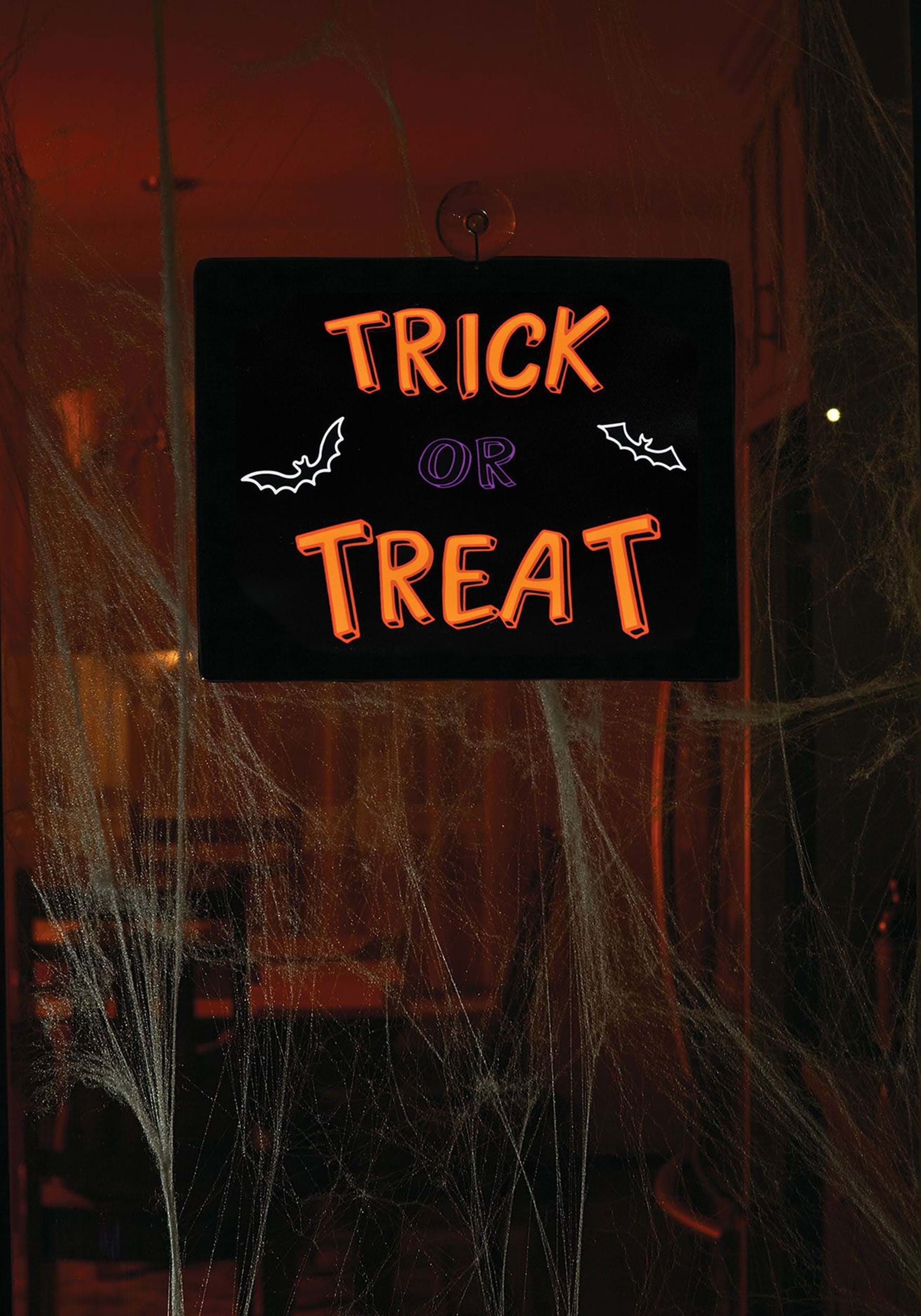 11 Inch Neon Light Trick Or Treat Sign , Halloween Home Decorations
