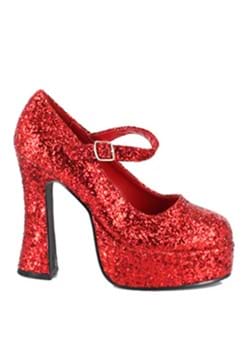 Red Glitter Platform Mary Jane Shoes