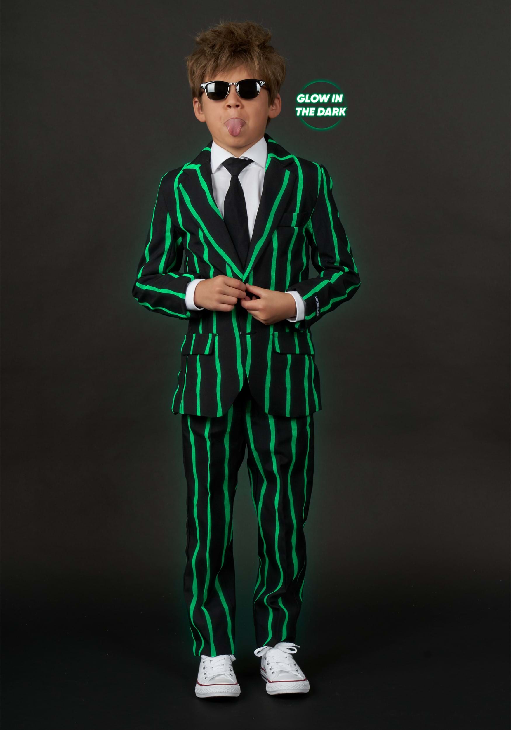 Glow In The Dark Oversized Pinstripe Suit For Boys