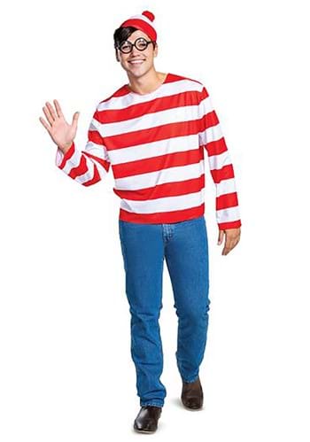 Click Here to buy Wheres Waldo Classic Adult Waldo Costume from HalloweenCostumes, CDN Funds & Shipping