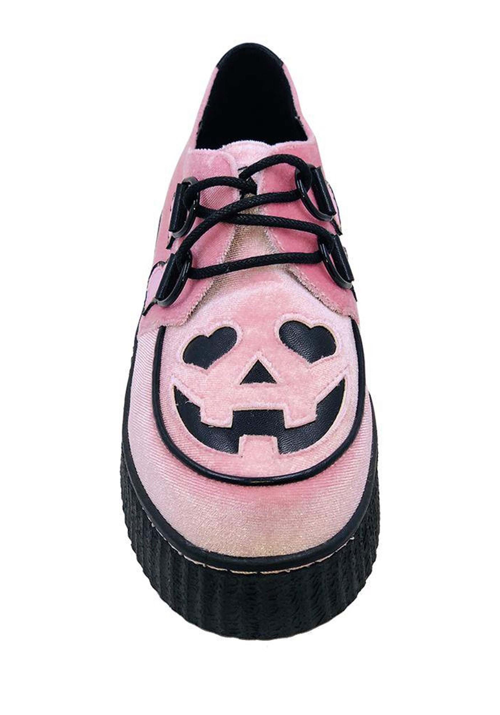 Pink Velvet Jack O' Heart Creeper Shoe For Women