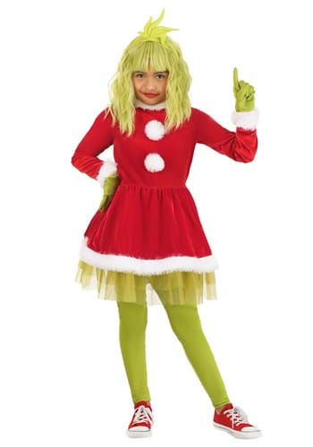 Click Here to buy Dr. Seuss Girls The Grinch Costume Dress | Kids Grinch Costumes from HalloweenCostumes, CDN Funds & Shipping