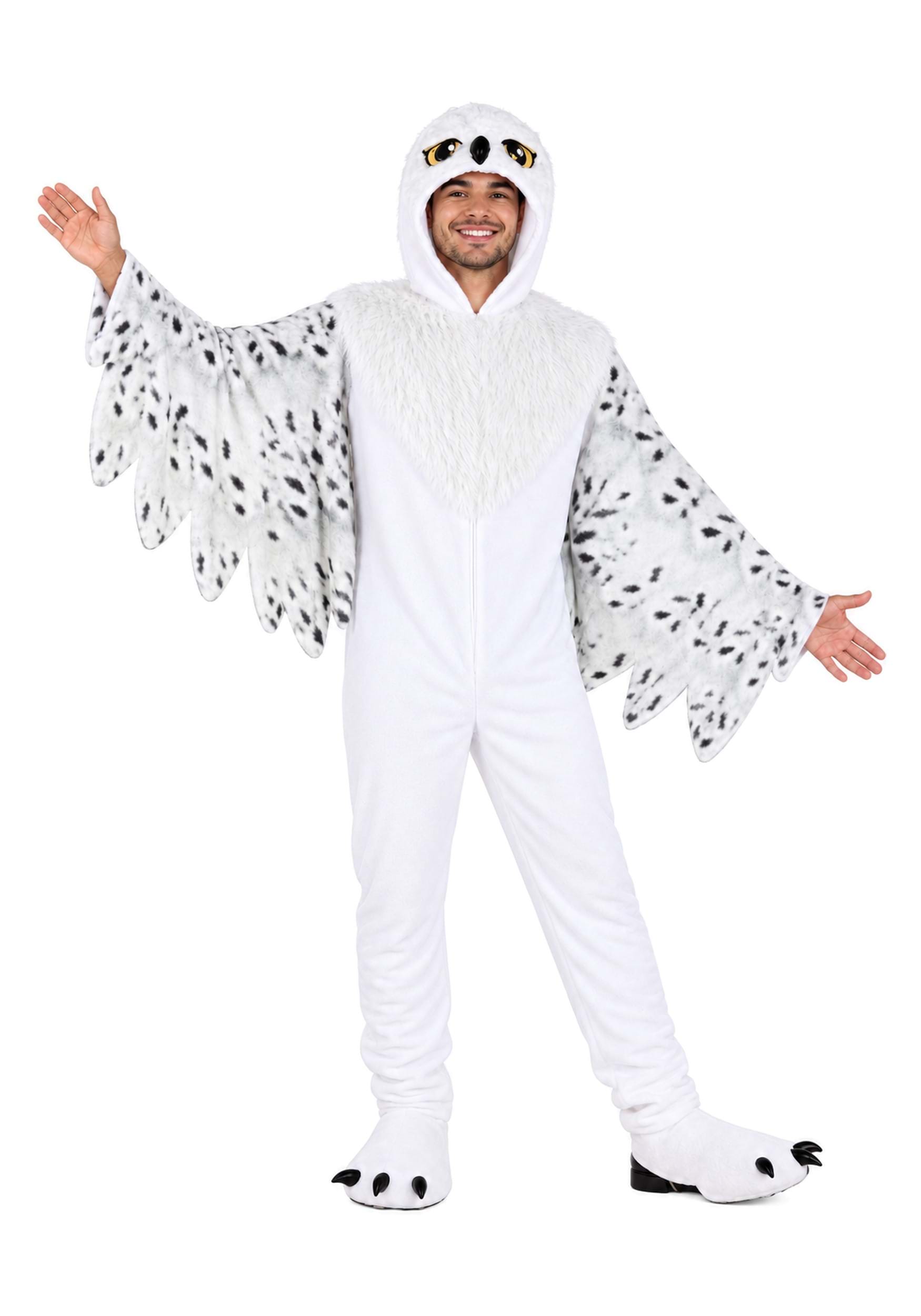 Plush White Owl Adult Costume | Animal Costumes