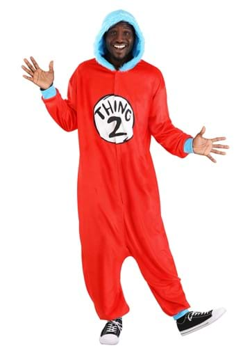 Adult Dr Seuss Thing 1 2 Costume Onesie Alt 1