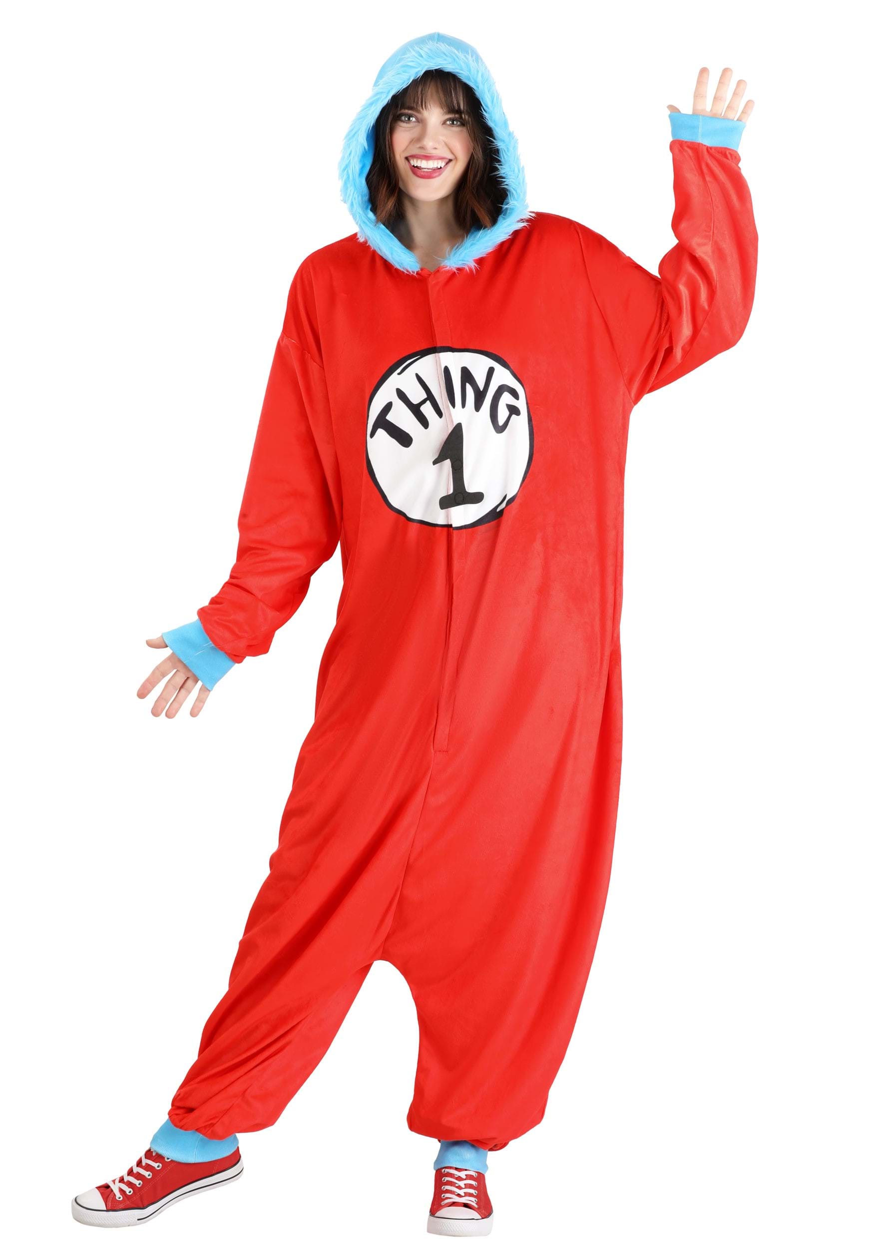 Adult Dr. Seuss Thing 1 & 2 Costume Onesie | Dr. Seuss Costumes