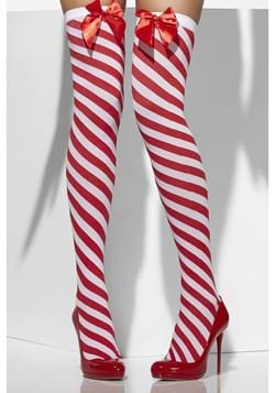 Candy Cane Striped Thigh High Stockings