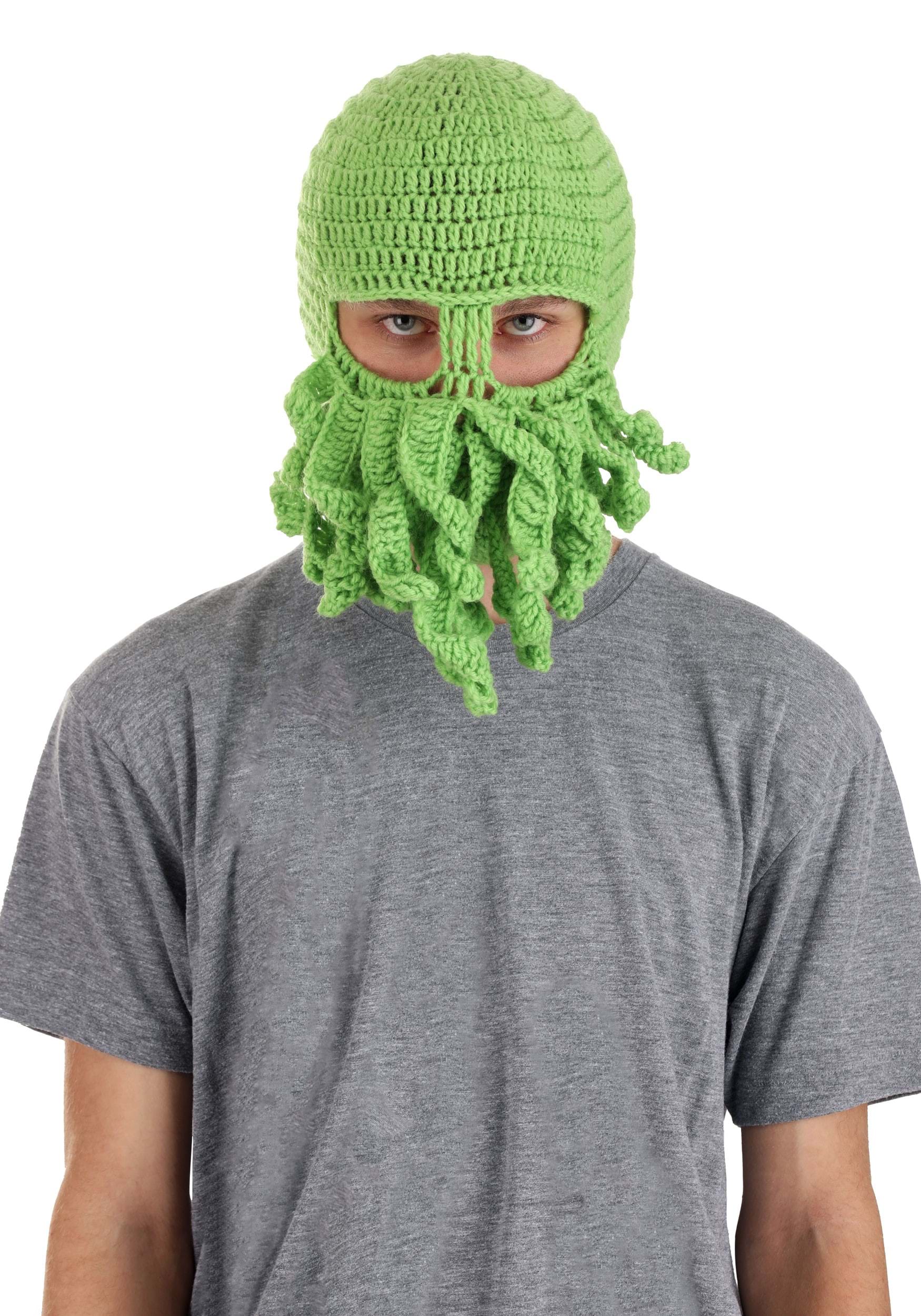 Adult Knit Green Cthulhu Beanie , Monster Costume Accessories
