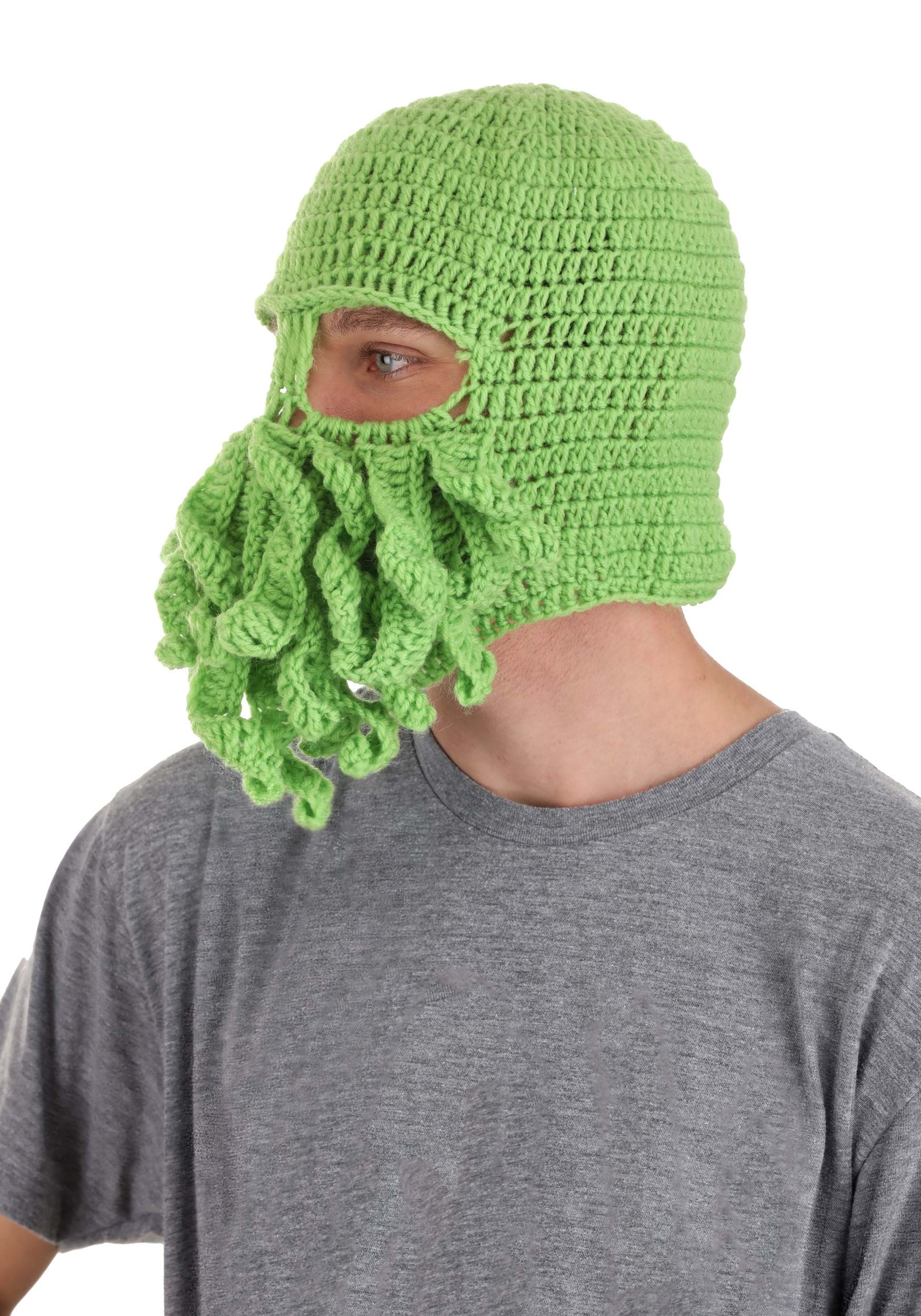 Adult Knit Green Cthulhu Beanie , Monster Costume Accessories