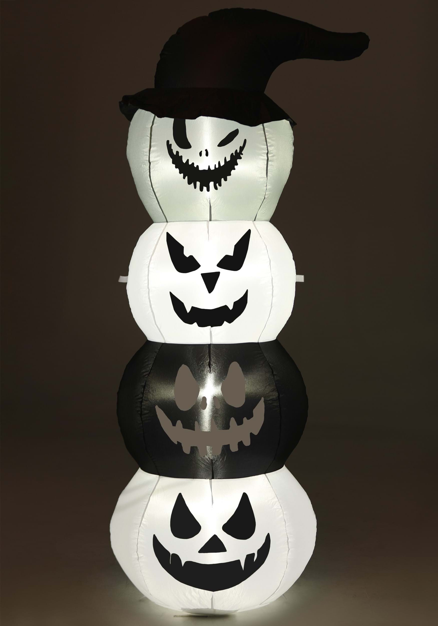 5FT White & Black Stacked Jack O Lantern Inflatable Halloween Prop , Inflatable Decorations