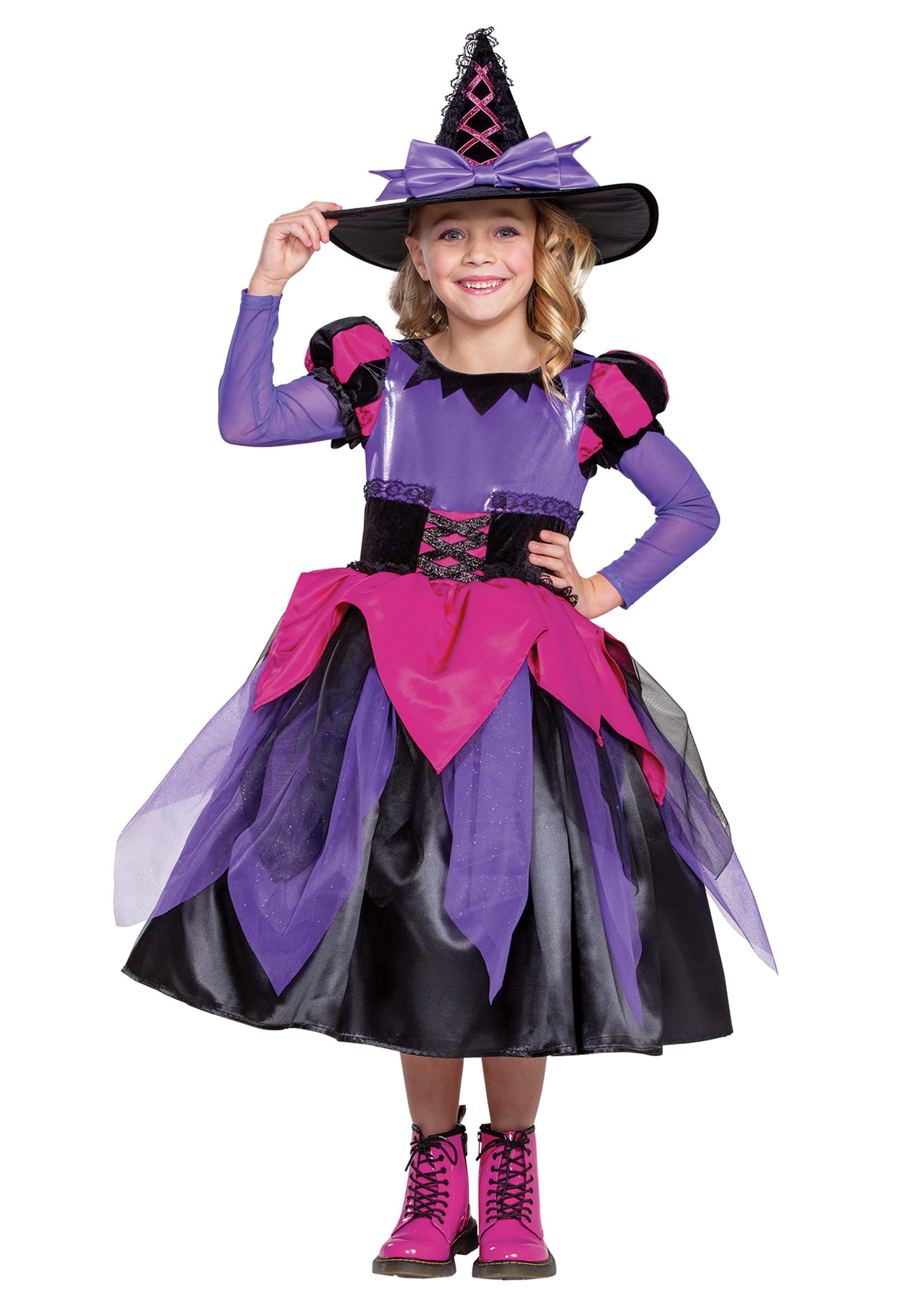 Witch Prestige Girl's Costume , Pink And Purple Witch Costumes