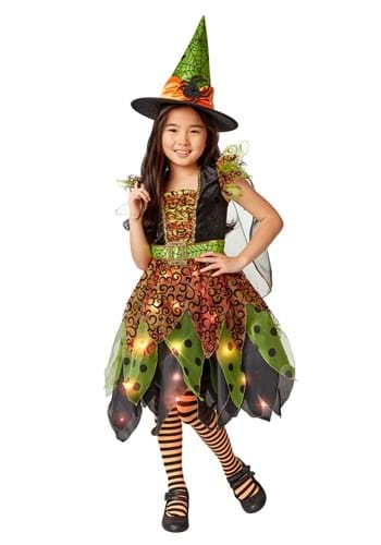 Click Here to buy Light Up Green Witch Girls Costume from HalloweenCostumes, CDN Funds & Shipping