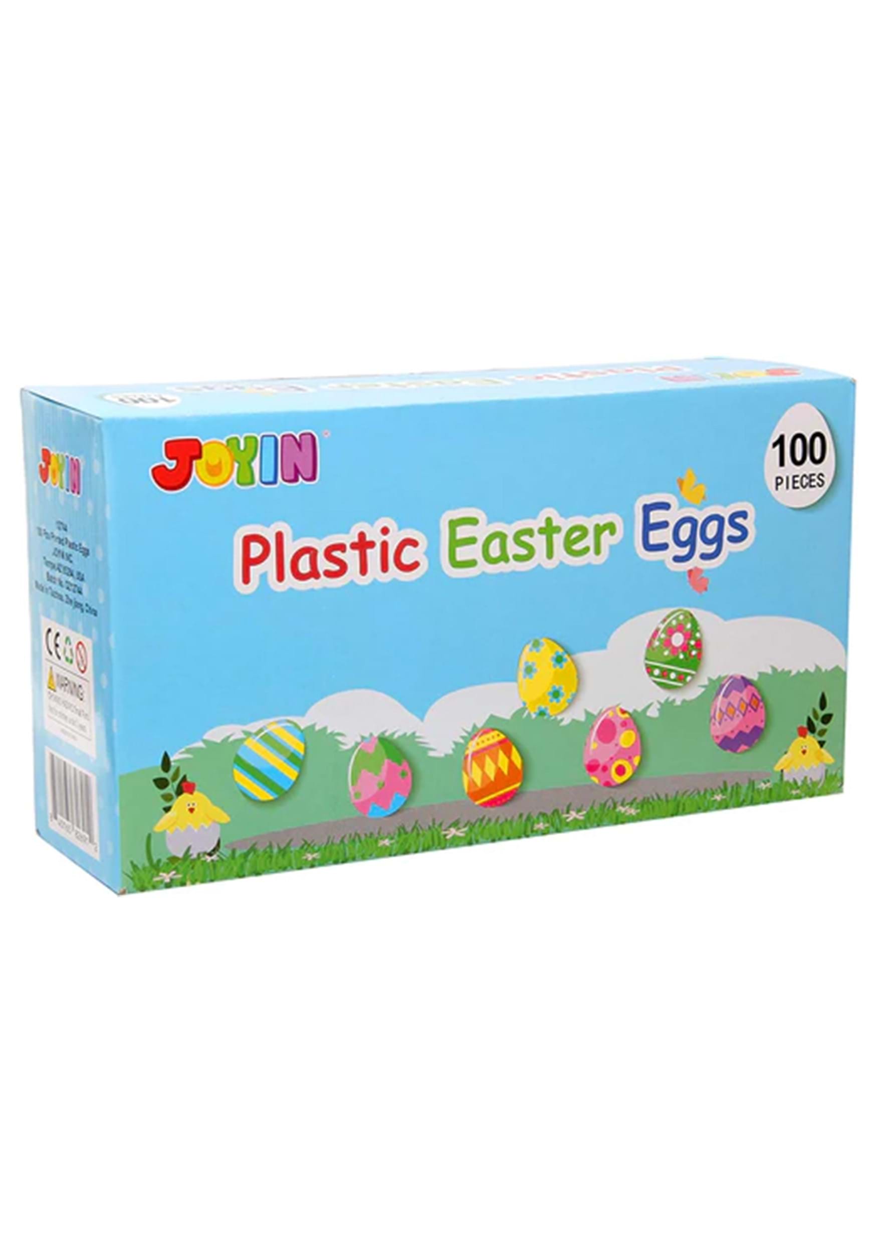 2.4 Inch Printed Plastic Egg Shells , 100 Piece Easter Egg Set