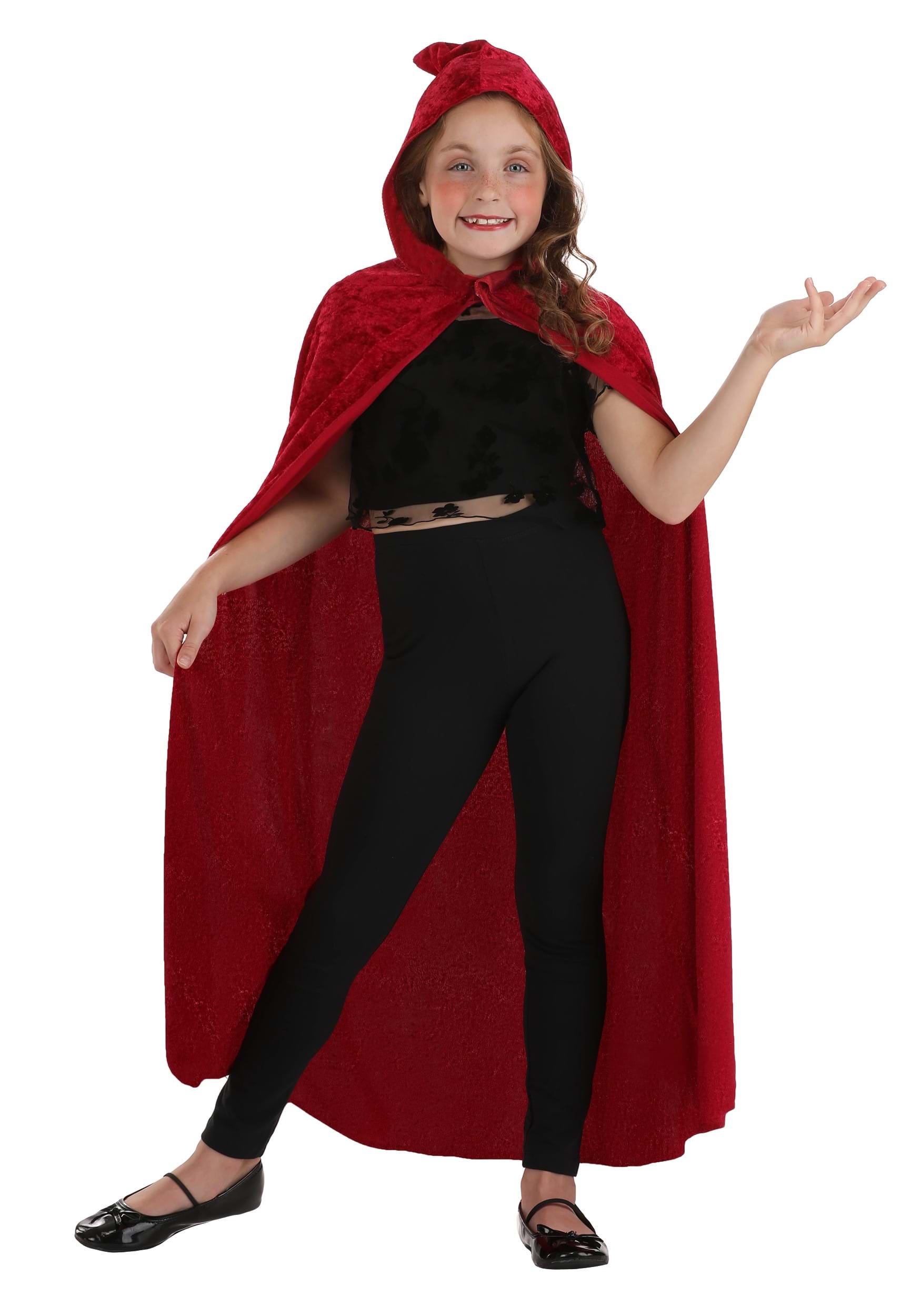 Red Velvet Hooded Kid's Cape , Costume Accessory Capesv