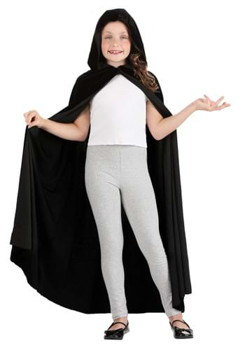 Kids Black Velvet Hooded Cape Main