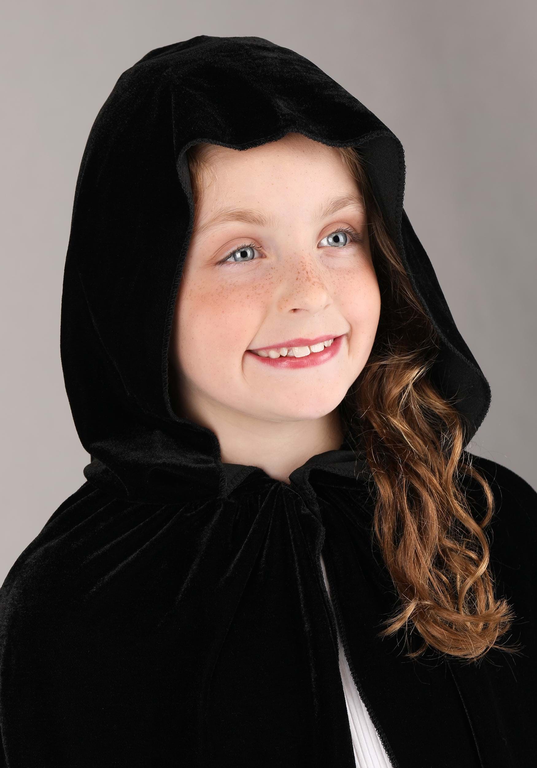 Black Velvet Hooded Kid's Cape , Costume Capes