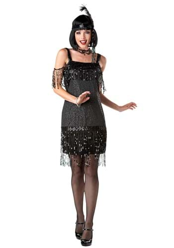 Plus Black Flapper Women's Dress