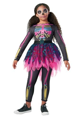 Click Here to buy Kids Neon Skeleton Costume Dress | Skeleton Costumes from HalloweenCostumes, CDN Funds & Shipping