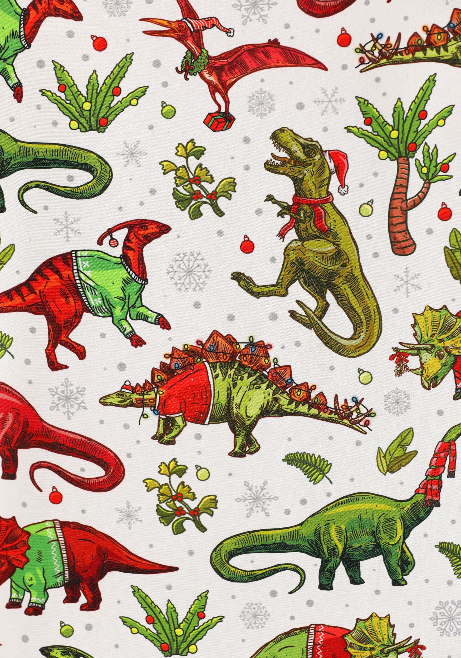 Christmas Dinosaurs Button Up Adult Shirt , Holiday Christmas Shirts