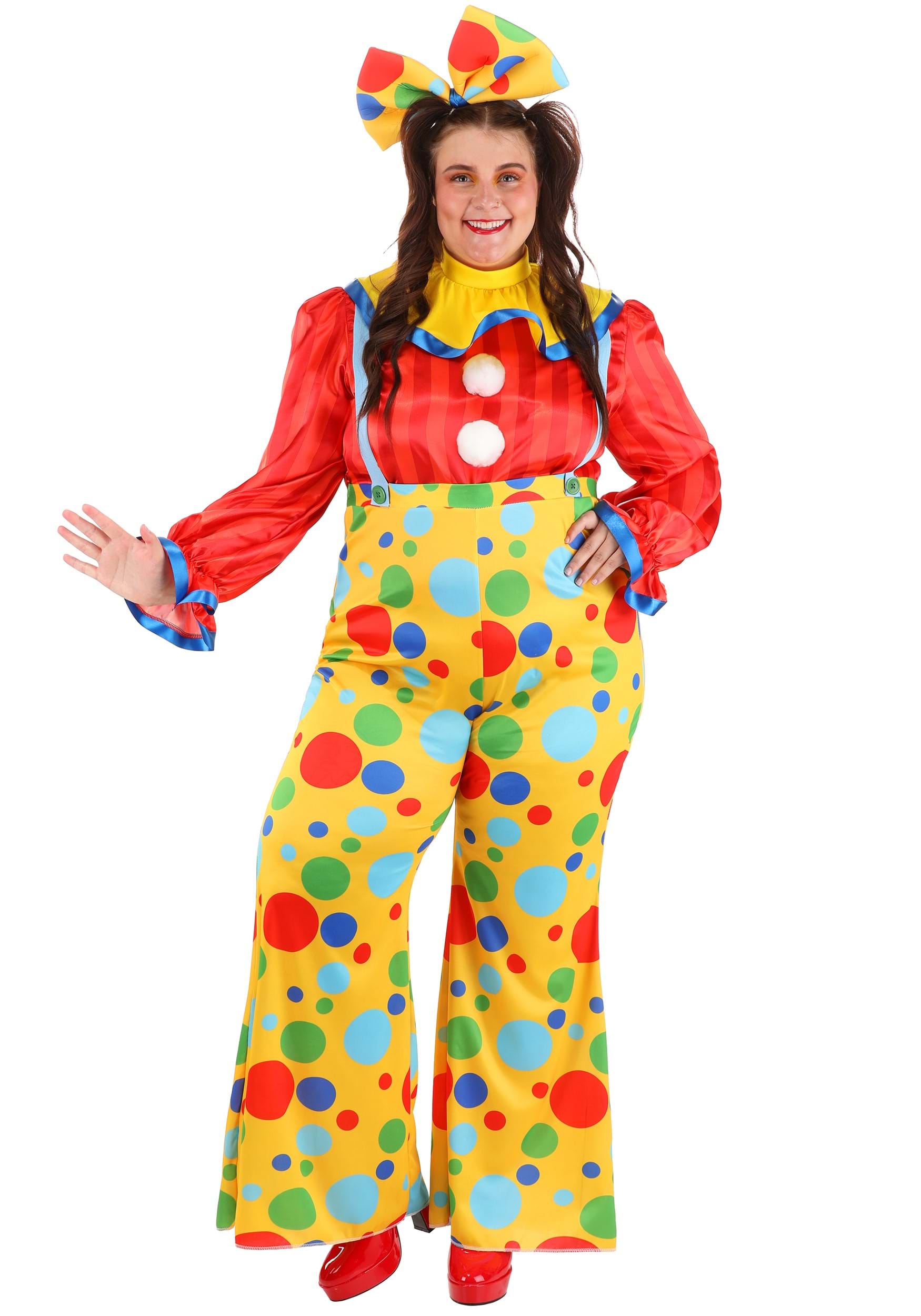 Plus Size Women's Posh Polka Dot Clown Costume | Plus Size Costumes