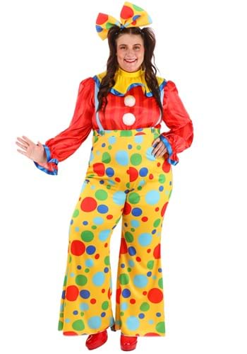 Click Here to buy Plus Size Womens Posh Polka Dot Clown Costume | Plus Size Costumes from HalloweenCostumes, CDN Funds & Shipping
