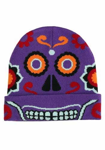 Click Here to buy Day of the Dead Knit Winter Hat | Holiday Hats from HalloweenCostumes, CDN Funds & Shipping