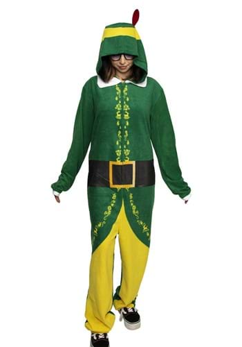 Click Here to buy Buddy the Elf Adult Costume Onesie from HalloweenCostumes, CDN Funds & Shipping