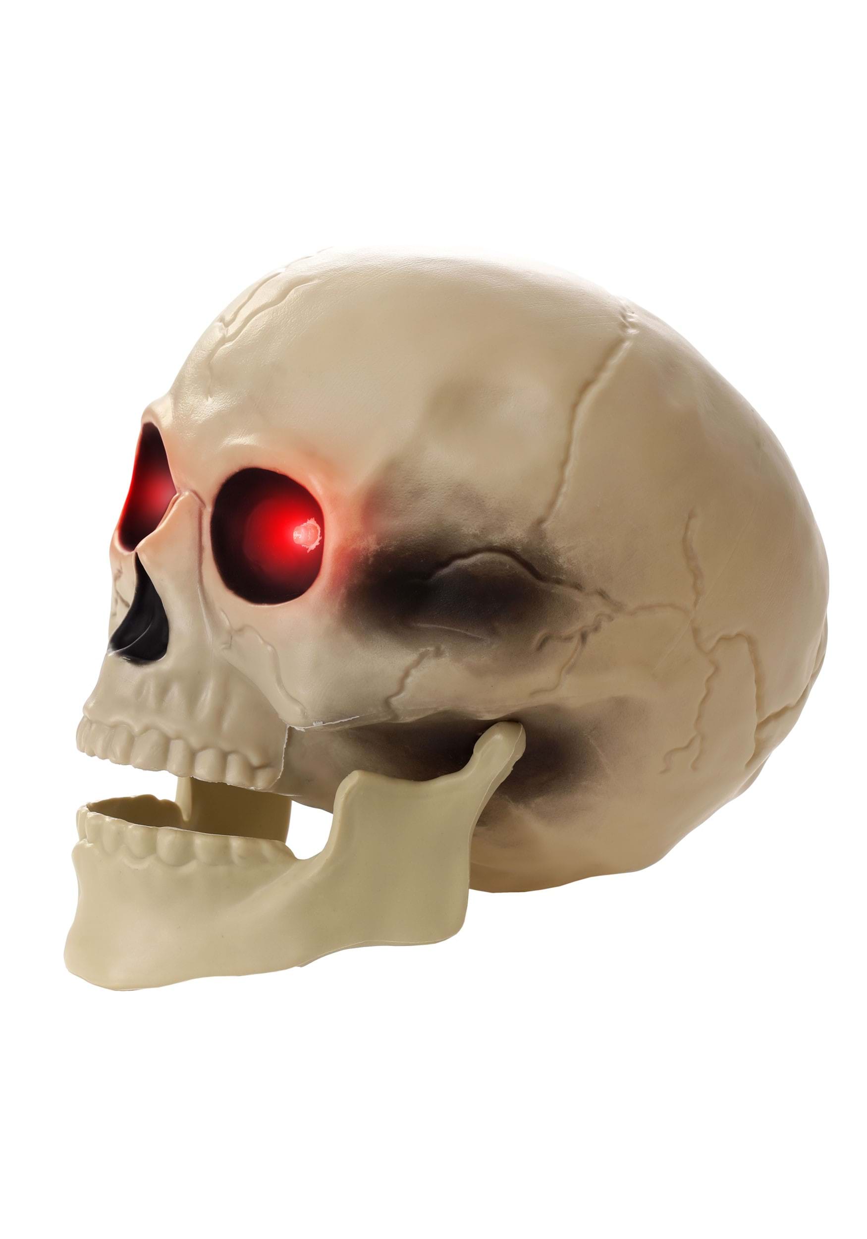 7-Inch Glowing Red Eyes Skull Halloween Decoration , Skulls