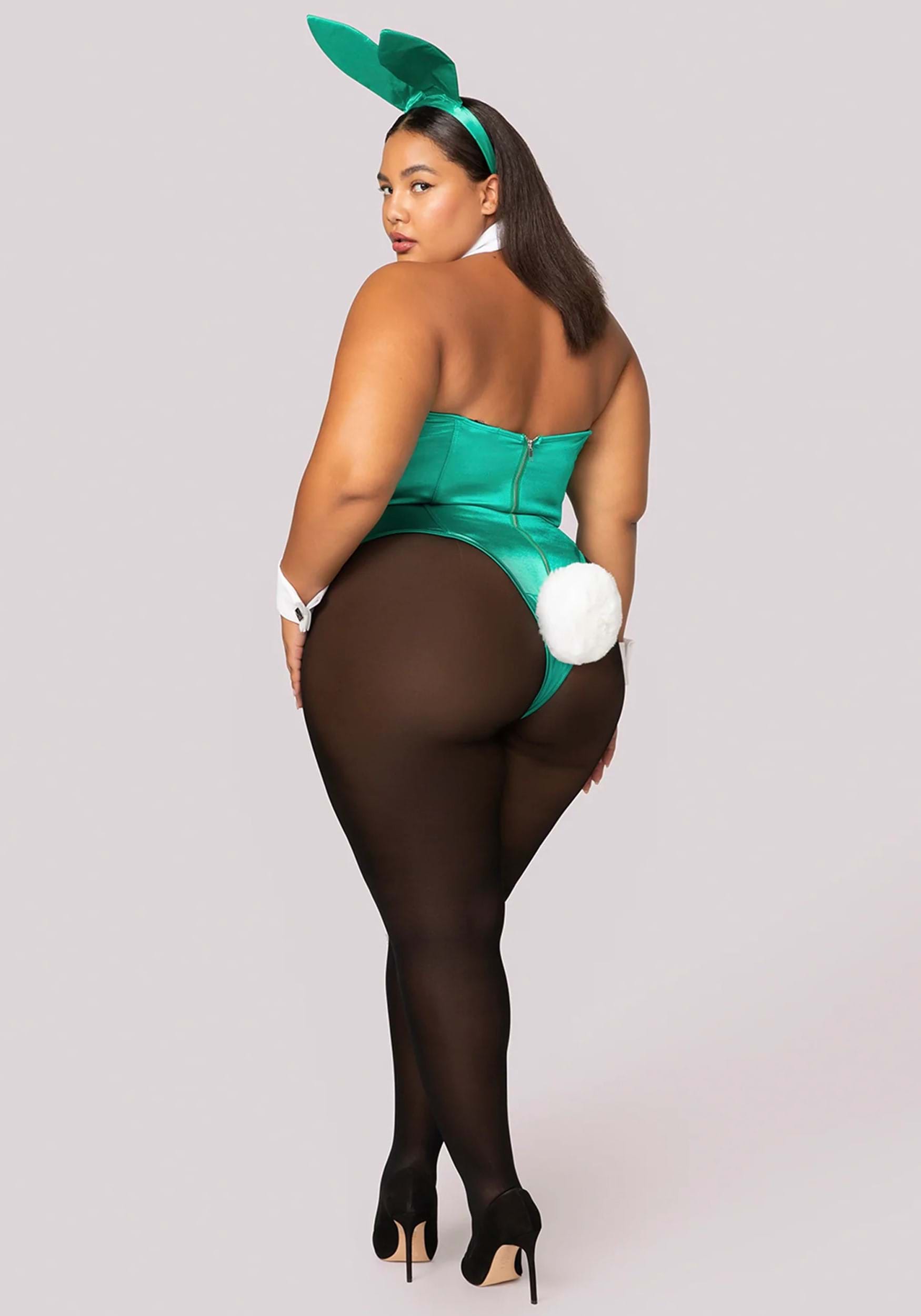 Women's Plus Size Playboy Bunny Green Costume